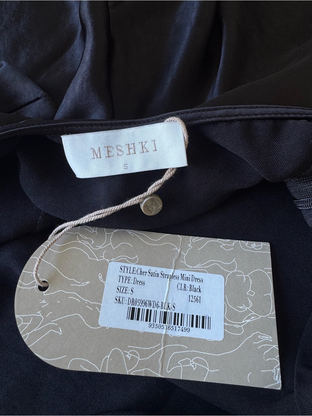 Meshki Cher Satin Strapless Mini Dress in Black - Size S - Picture 9 of 12